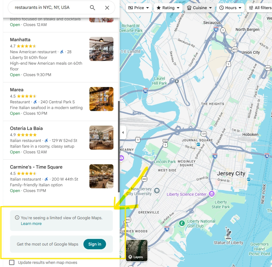 Google Maps Limited View