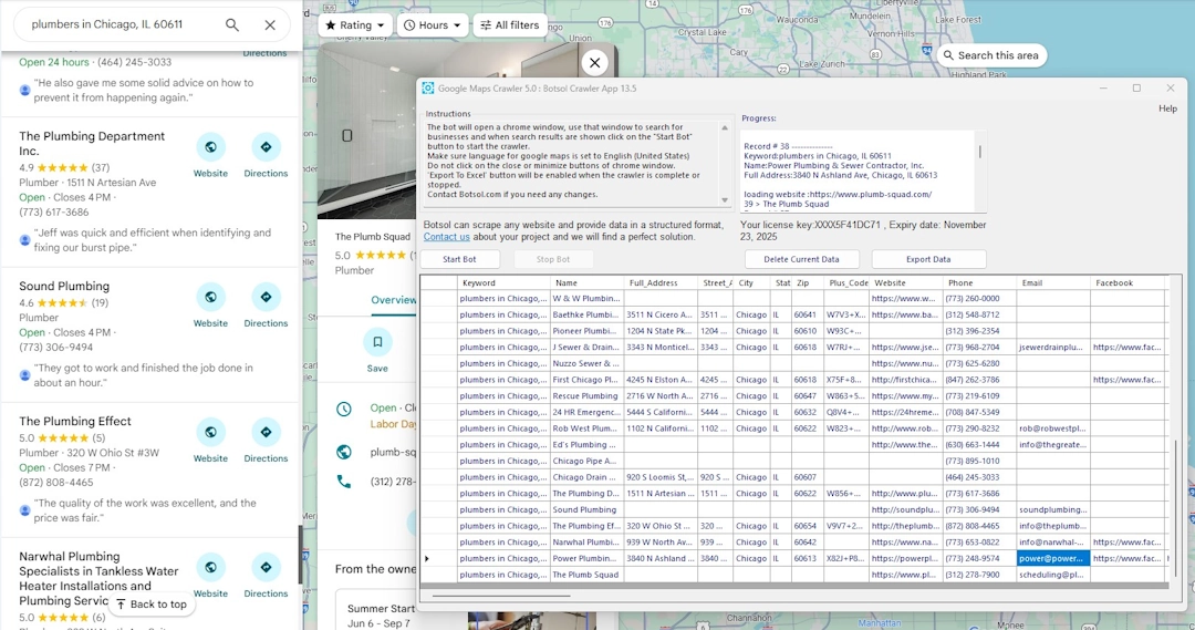 Botsol scraping progress UI