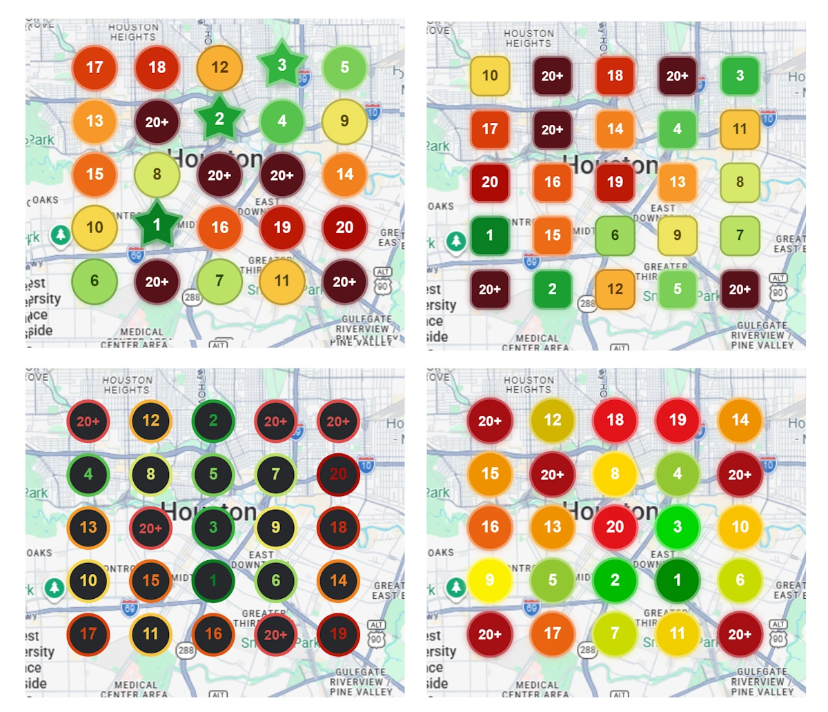 Available local rank grid themes in GMB Radar