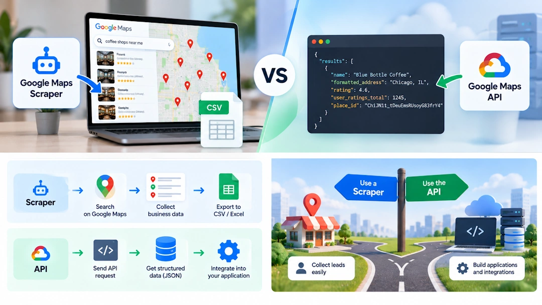 Google Maps Scraper vs Google Maps API comparison for 2026